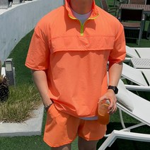 데일트 남자 반팔 아노락 밴딩 반바지 트레이닝복 세트