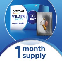 Centrum Wellness(센트룸 웰니스) Daily 60대 남성용 종합 비타민 D3 25mcg MSM 1000mg 강황 복합물 30팩/1개월분-국내무료배송