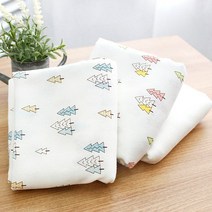 무형광땅콩엠보거즈 - 꼬마나무 3종 / 면40수거즈 부드러운원단 아기용품 패브릭, 블루