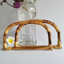 라탄가방만들기 DIY 핸드메이드 취미 파우치 18.5x10.5cm 천연 등나무 핸들 가방 핸드백 크로 셰 뜨개질 가방 숯 크로 셰 뜨개질 가방 등나무 만들기 가방 핸들 149, 자연스러운, 2 조각