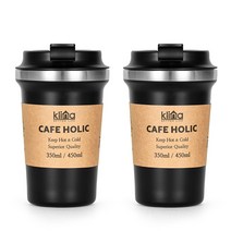 (1+1)클리나 카페홀릭 보냉보온병 진공 스텐 컵 텀블러 350ml/450ml, 350ml 1+1