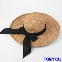 ForU731 검정리본 포인트 밀짚모자 브라운 여름휴가패션 바캉스코디 해변모자