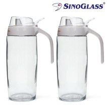 시노글라스 그레이 500ML 2P세트 유리오일병 원터치 간장 시럽 참기름 들기름 꿀소분, 없음