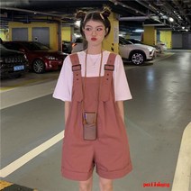 캐주얼 툴링 스트랩 반바지 여성 여름 얇은 느슨한 작은 결합 된 넓은 다리 바지
