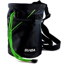 Sukoa 암벽 등반용 초크 백 퀵 클립 벨트와 2개의 대형 지퍼 포켓이 있는 볼더링 버킷 등반 장비 장비(그린), Green, Green