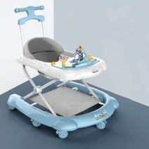 접이식 높이조절 옆돌기방지 오르골 발매트 걸음마연습 신생아 애기보행기(바닥오픈형), 하늘색