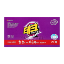 [LG생활건강] 톡!톡! 한 장으로 찌든때까지 테크 간편시트 세탁세제 로맨틱 플라워 시트세제, 1개, 20매