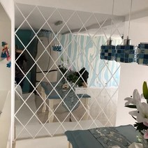 아크릴거울 붙이는 샤워실 면도경 아기안전 무타공 3d 벽 스티커 173258pcs diy 다이아몬드 마름모 표면 벽 스티커 거실 장식 pegatina de pared, 커피, 50x50cm