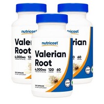 뉴트리코스트 Nutricost 발레리안 뿌리 1000mg 120캡슐, 3팩