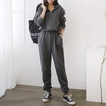(신상)전체기모 허리밴드 캐주얼 데일리 몽실몽실 후드 집업 점프슈트(3col)