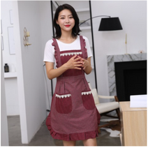 크로닉401 주방 앞치마 이층 린넨 방수 바리스타 에쁜 면 마 레스토랑, 핑크