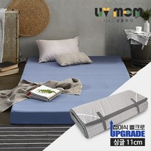 [리브맘]세븐존 프리미엄 매트리스(11cm) 슈퍼싱글 차콜/블루