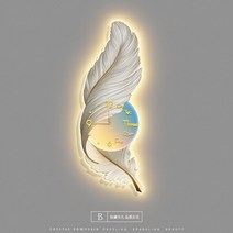 고급벽시계 LED 벽 램프 깃털 크리에이티브 침실 침대 옆 복도 거실 그림, 12.B - 70x200cm