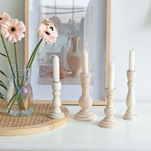 내츄럴 원목 라인 우드 캔들홀더 촛대 4종택1, A