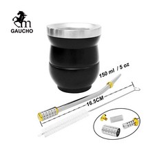 다도 티팟 세트 Yerba 메이트 키트에는 스테인레스 조롱박 컵 5 온스 및 밀짚 Bombilla 브러시 포함 숙녀와 특별, 09 MB005-165