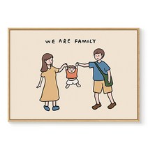 풀팟 행복 일러스트 가족액자 인테리어액자 아이방 거실 안방 실내장식 감성아이템, 가족 F-엄마 아빠 아들1