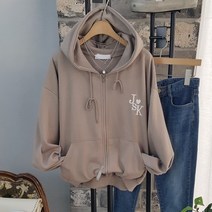 상상그이상 여성용 국내제작 JSK 후드집업 고급자수 영문 레터링 구김없는 부드러운 소재 편안한 데일리 후드티셔츠 오래 가성비 좋은 입기좋은 편안한 집업자켓