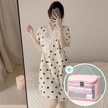 여자 골프샤워가운 하트 레이스 로브가운 홈가운 목욕가운, 하트레이스 로브가운, 투명워시파우치_핑크, 1개