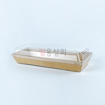 일용상회 종이용기 DRP 22호 직사각 500개 크라프트 샌드위치용기 종이트레이, 용기+뚜껑 세트