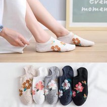 워더미 여성용 빅플라워 포인트 덧신 페이크삭스 5p W511