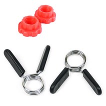아령봉 마구리 역기봉 스프링마구리 25mm 경량 중량 바벨원판 고정 덤벨 집게 조임쇠 2개 1세트, 레드 마구리 26mm - 2개(1세트)