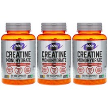[2+1] NOW Foods 나우푸드 스포츠 크레아틴 모노 하이드레이트 750mg 120정 베지캡슐 일수화물 파우더 분말 가루 3개