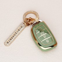 튜모 현대 TPU 골드라인 스마트키케이스 키링 더뉴그랜저 쏘나타DN8 더뉴싼타페 아이오닉 팰리세이드 투싼NX4 아반떼CN7 그랜저 i30 벨로스터 코나 넥쏘 싼타페TM 캐스퍼, HD-06, 큐빅오링-올리브그린