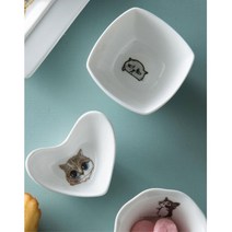 음식점 소스 시럽 양념 그릇 신지카토 사각볼 짱아치 토기 접시