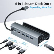 서피스독 USB허브 호환용 스팀 데크 도크 6 in 1 도킹 스테이션 스탠드 액세서리 3 * USB 3.0 HDMI 4K @ 6, 한개옵션0