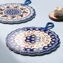 북유럽 주방 오브제 도자기 냄비받침 8종, 냄비받침 라탄패턴20x20 B, 1개