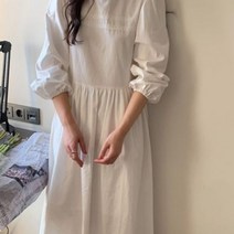 퍼프롱 여신 원피스 트렌치 잔꽃무늬 플리츠원피스