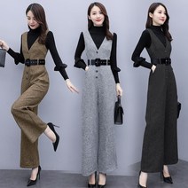 여성 점프 수트 기질 연예인 모직 슈트 슈트 여신 팬 가을 겨울 신작 가을 느낌 와이드