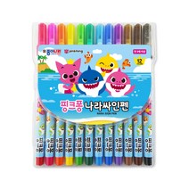 종이나라 핑크퐁 나라싸인펜 12색, 혼합 색상, 12개입