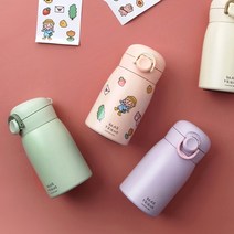 베어프렌드 원터치 텀블러 보온병 보냉병 어린이용 직장인 2 사이즈, 260ml, 그린