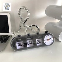 빈티지 시계 침대협탁 테이블 탁상, 블랙 배터리 없음