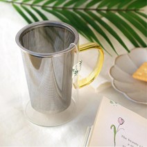 차망 포함 사무실용 내열유리 뚜껑 머그컵 강화유리컵 물잔 투명잔 심플, 화이트