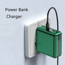 파워뱅크 캠핑용파워뱅크 15000mAh 보조베터리 Qi 무선 충전기 내장 케이블 AC 플러그 휴대용 iPhone 12 Sa, 09 AU Plug Green
