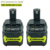 료비 호환 충전 배터리 18V 4Ah 리튬이온 호환 Ryobi ONE P100 P102 P103 P105 P107 P108 1세트(2PCS), 2개