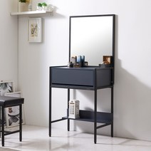 가온리빙 케인 철제 화장대세트 거울포함 멀티수납 화장대 일반화장대, 블랙/올네이비