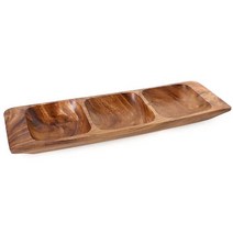 3절 직사각 원목 안주접시 (나무그릇 간식접시 과자 다과 반찬 목기 접시), 32x12cm