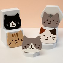 티코스터 동물티코스터 고양이 실리콘, 고양이 컵받침대 5P 세트
