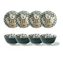 북유럽 그릇 세트 캐릭터 밥그릇 국그릇, B사슴X4, 12cm*6cm 4.5인치