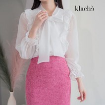 클라셰 레이디프릴핀턱리본블라우스 CB3SBL140A