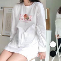 험블스튜디오 라비앙로즈 레터링 루즈핏 여성 긴팔 티셔츠