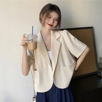 여성 숏 자켓 봄 여름 반팔 5부 얇은 캐주얼 심플 시원한 여자 정장 봄자켓 여름자켓 상의 의류 정장자켓 2022봄여름신상 summer jacket women JX0604