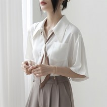 위위브렌 여성 빅카라 반팔 셔츠 블라우스