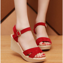 푹신한 여성 통용 7cm 웨지 힐 샌들
