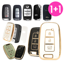 바이어블 1+1 기아 차량용 TPU 풀커버 키케이스 키홀더 / 모닝 레이 쏘렌토 K3 K5 K7 쏘울 모하비 스포티지, 01. 신형 3버튼 A타입 (VA-TA20), 블랙실버, 화이트실버