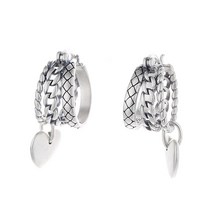 여성 S925 3중 체인 레이어드 하트 펜던트 귀걸이 미니 심플 청순 힙합 사랑 고백 우정 선물 이어링