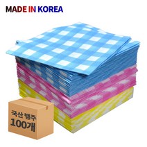 디아디아몰 천연펄프 체크무늬 빨아쓰는 행주 업소용 판촉용 벌크 대용량 100개 국산행주, 1세트